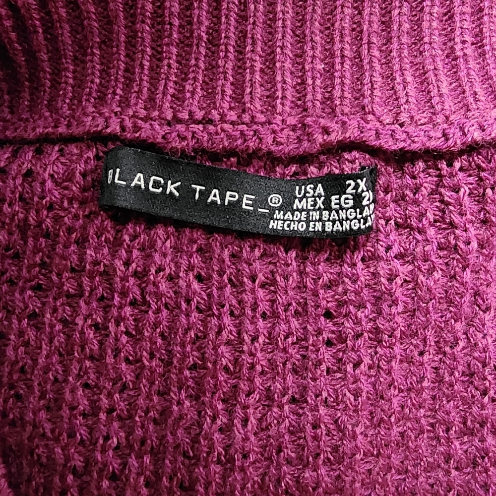 Black Tape Sweater Plus Size 2X Textured Sweater Purple Size - Picture 3 of 3